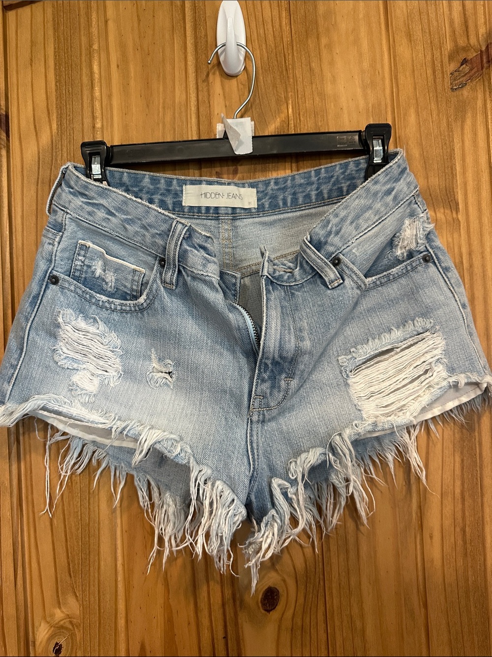 Hidden Jeans Light Wash Distressed Denim Cutoff Shorts